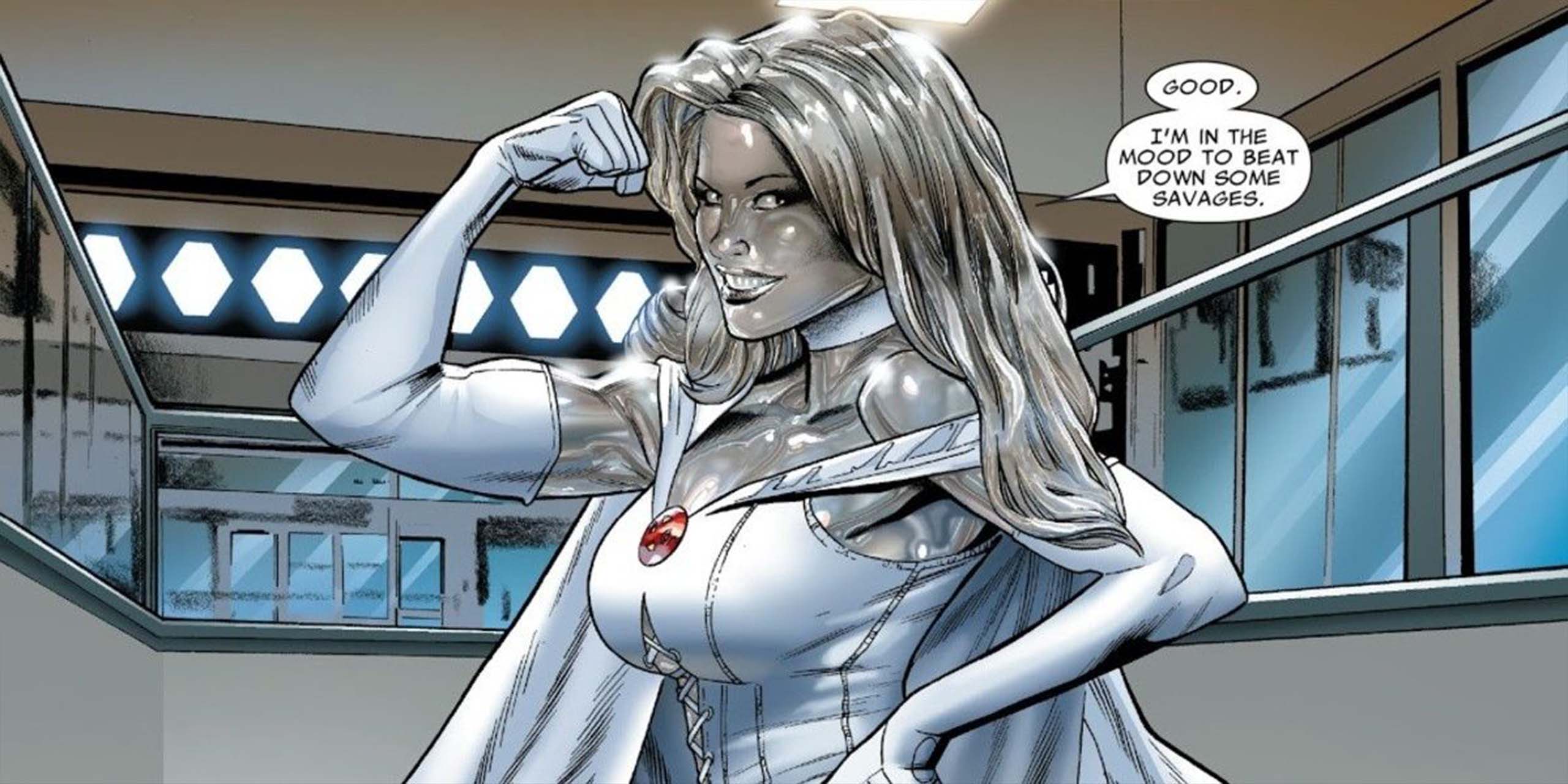 Emma Frost en diamant dans les comics X-Men.