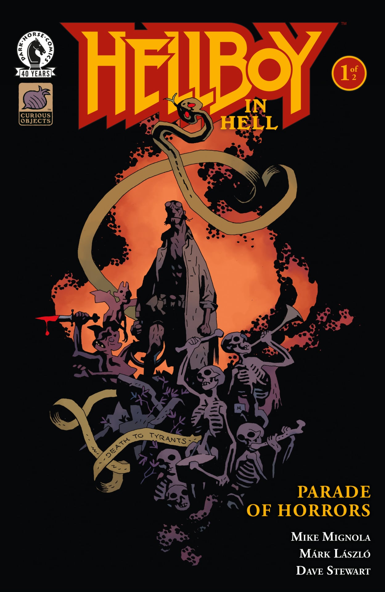 Couverture de Hellboy in Hell: Parade of Horrors dessinée par Mike Mignola.