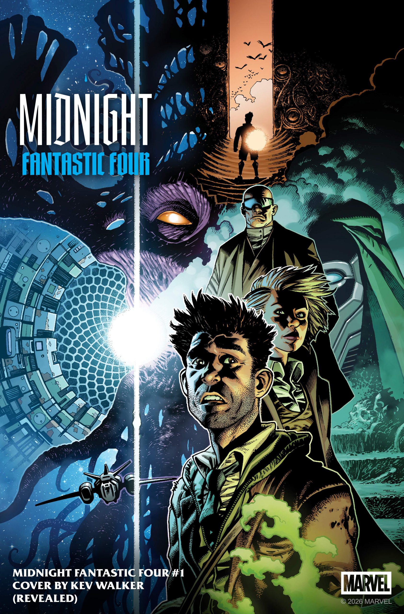 Couverture de Midnight Fantastic Four #1 par Kev Walker.