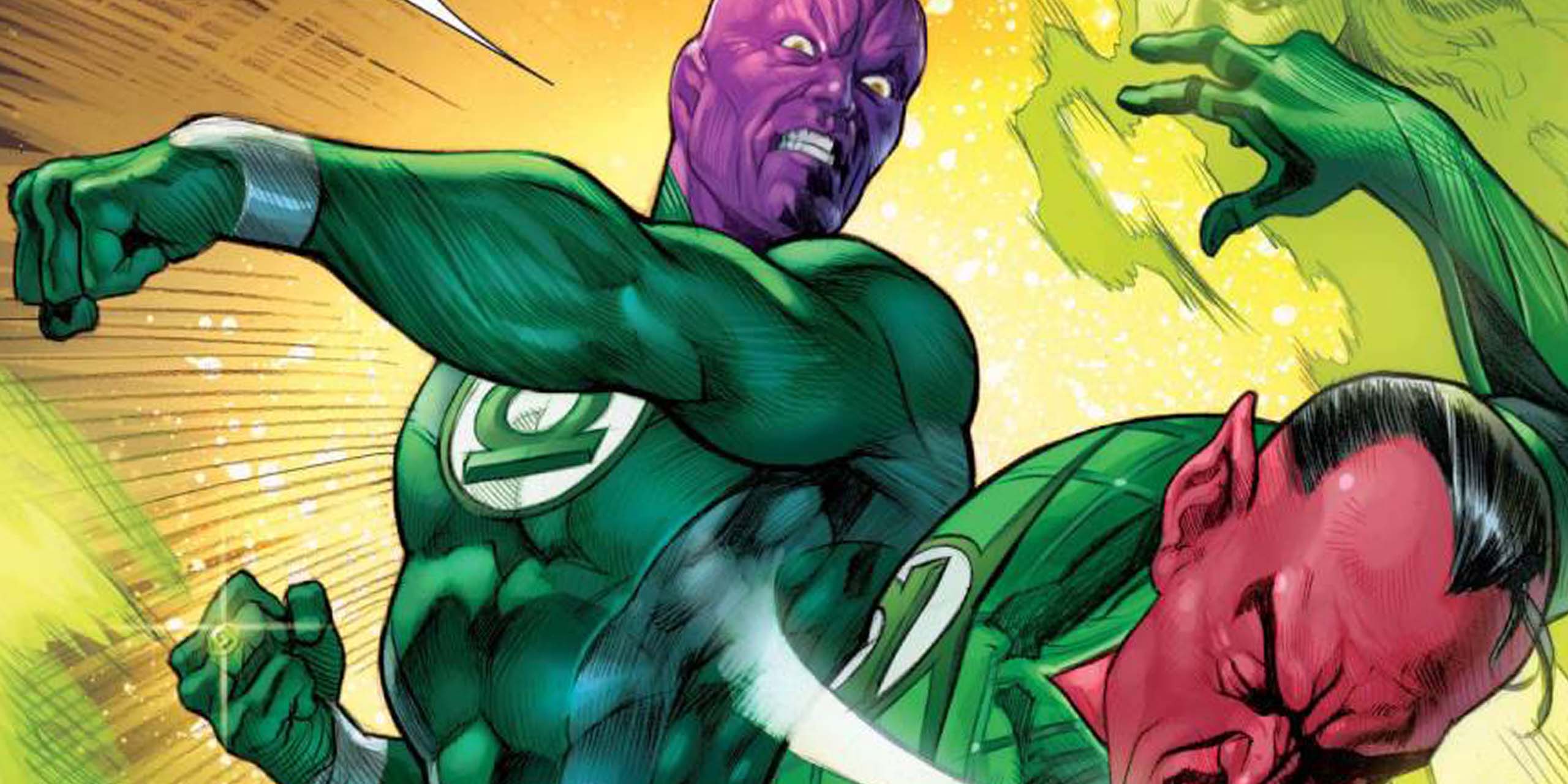 Abin-Sur frappe Sinestro dans les comics Green Lantern.