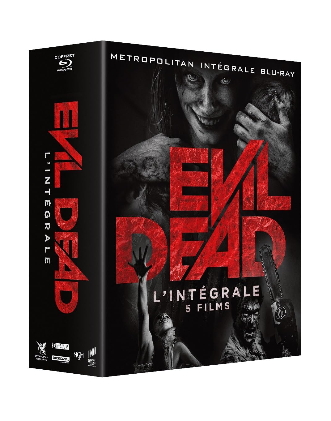 Coffret intégral de la saga qui contient Evil Dead (1981), Evil Dead 2, Evil Dead 3 : L'armée des ténèbres, Evil Dead (2013) et Evil Dead Rise.
