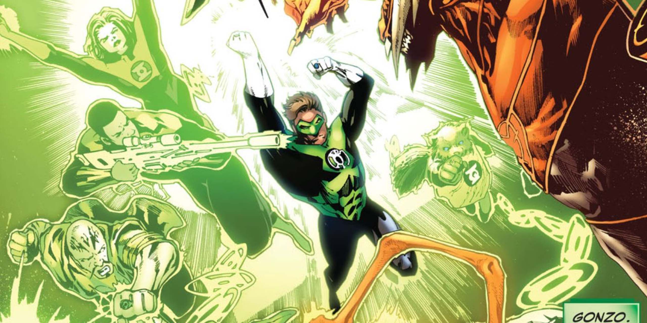 Hal Jordan créant une armée de Green Lantern avec son anneau.