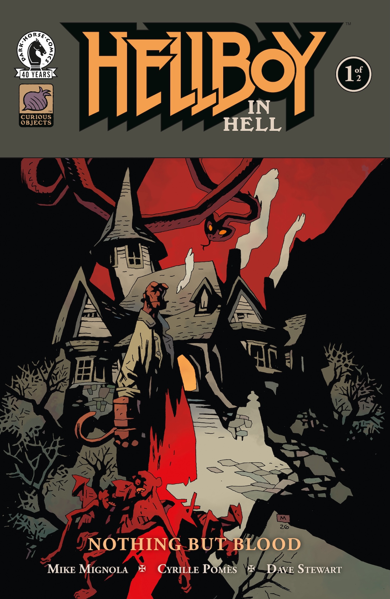 Couverture de Hellboy in Hell: Nothing But Blood dessinée par Mike Mignola.