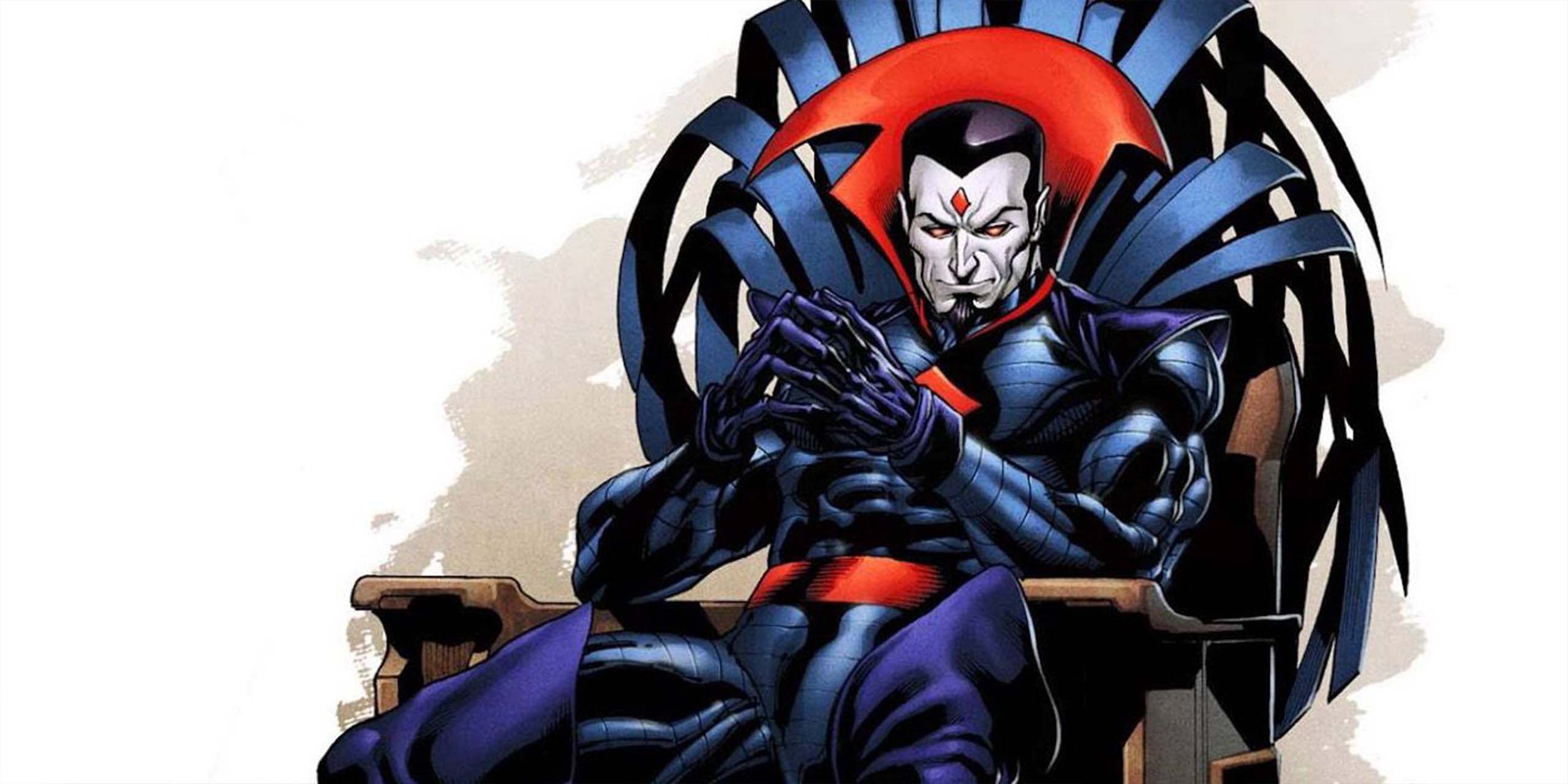 Mr Sinister assis sur son trône, dans les comics X-Men.