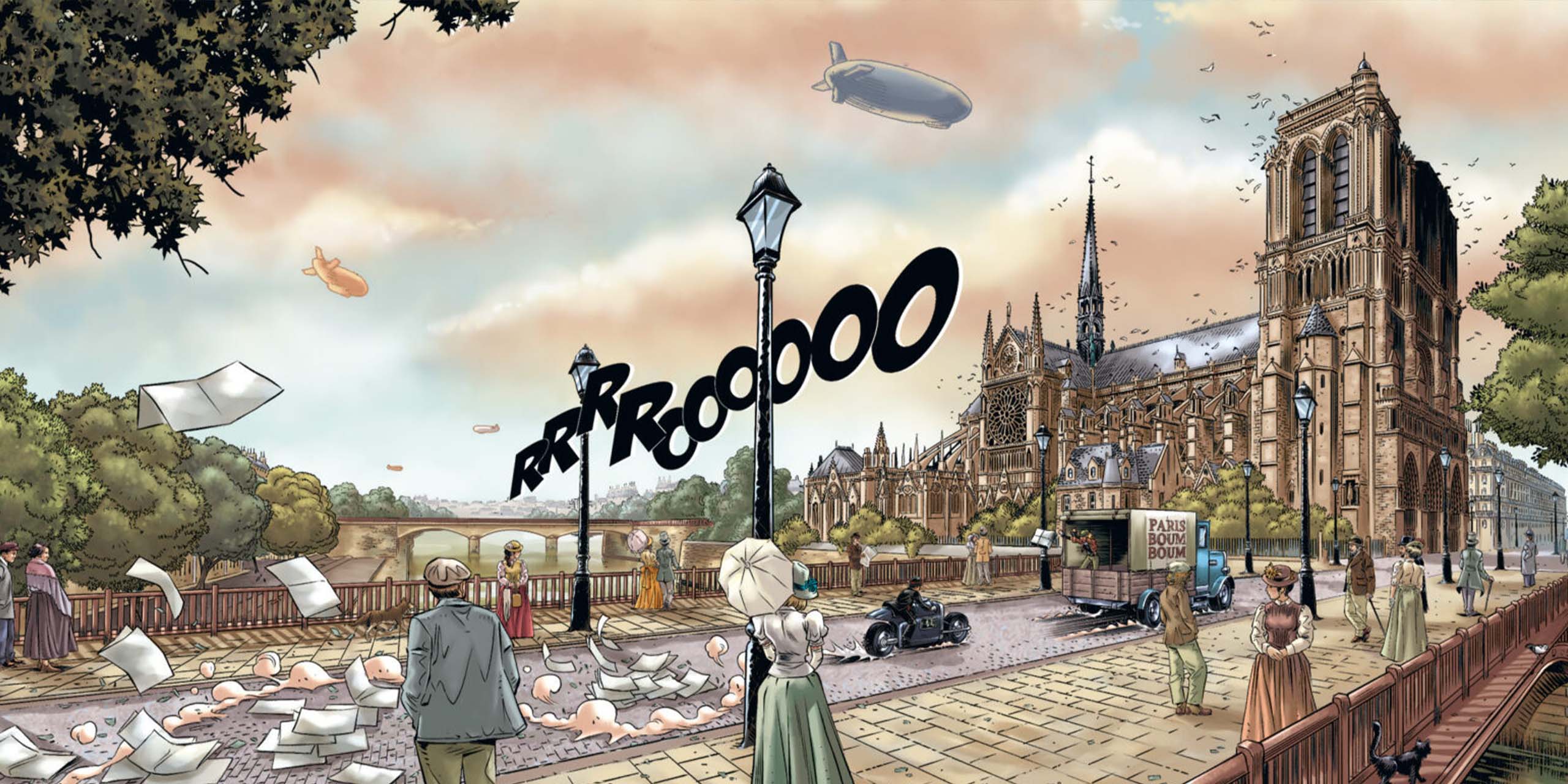 Première case de la première planche de Le Panthéon : L'Enlèvement de Jacob (Thomas Rivière & Mika Song).