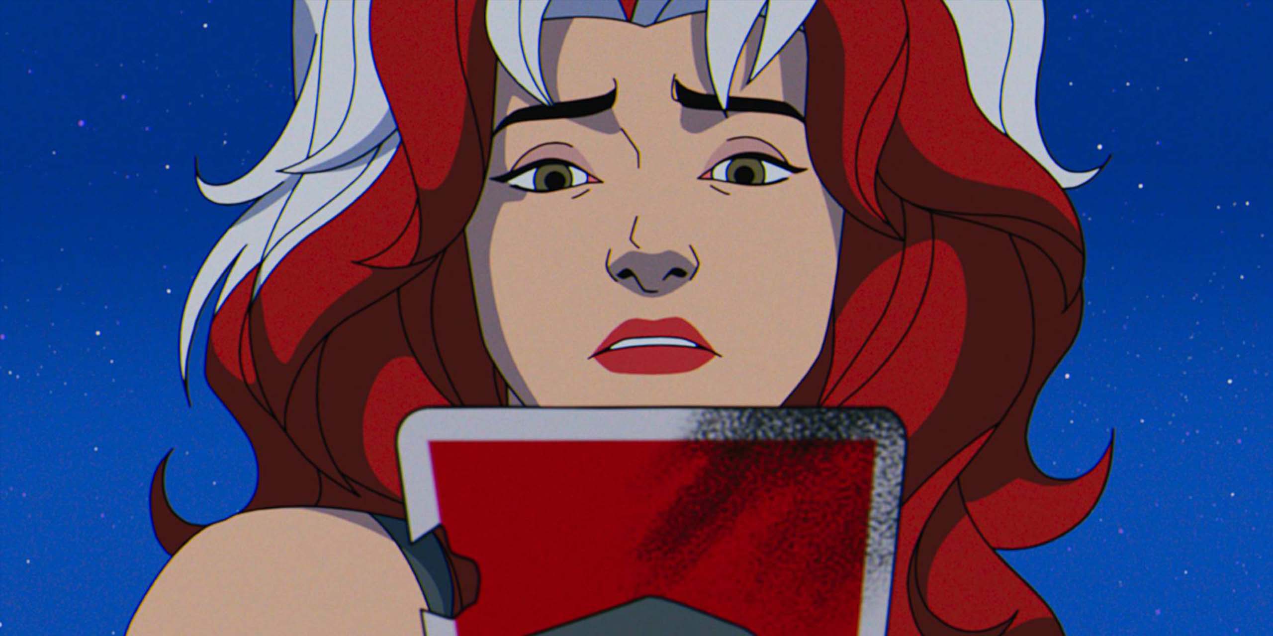 Malicia tenant une carte appartenant à Gambit, dans le final de la saison 2 de X-Men '97.