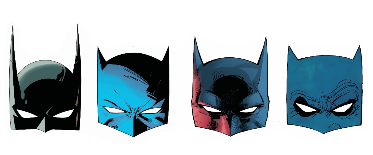 Les quatre masques Batman distribués à l'occasion du Batman Day 2026.