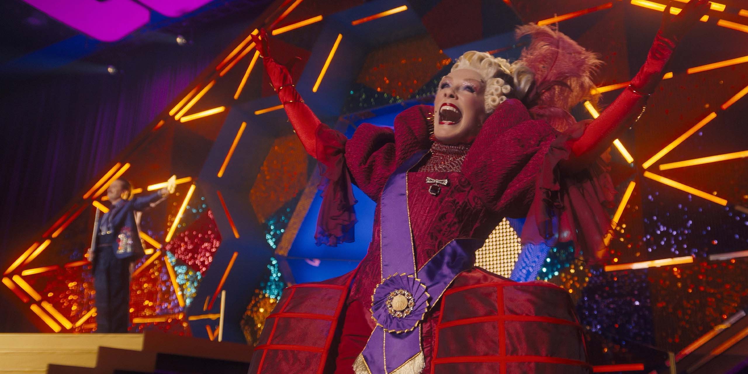 Glenn Close, transformée pour incarner Drusilla Sickle dans Hunger Games : Lever de soleil sur la moisson.