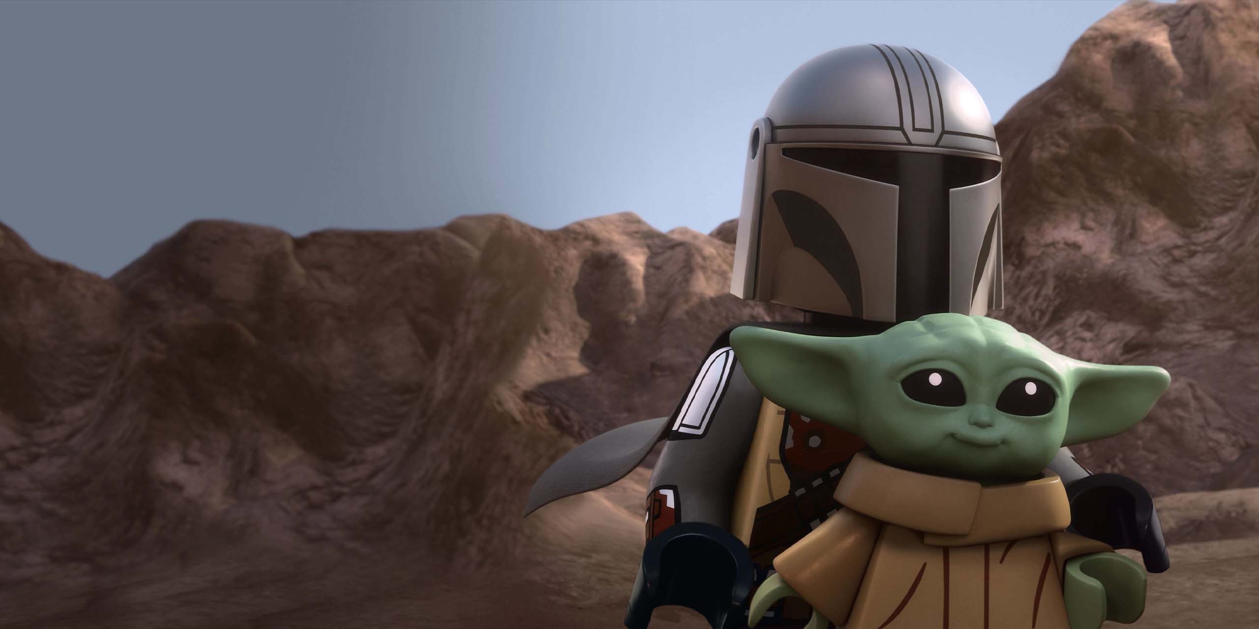 Le Mandalorien et Grogu dans le film d'animation LEGO Star Wars: The Mandalorian sur Disney+.