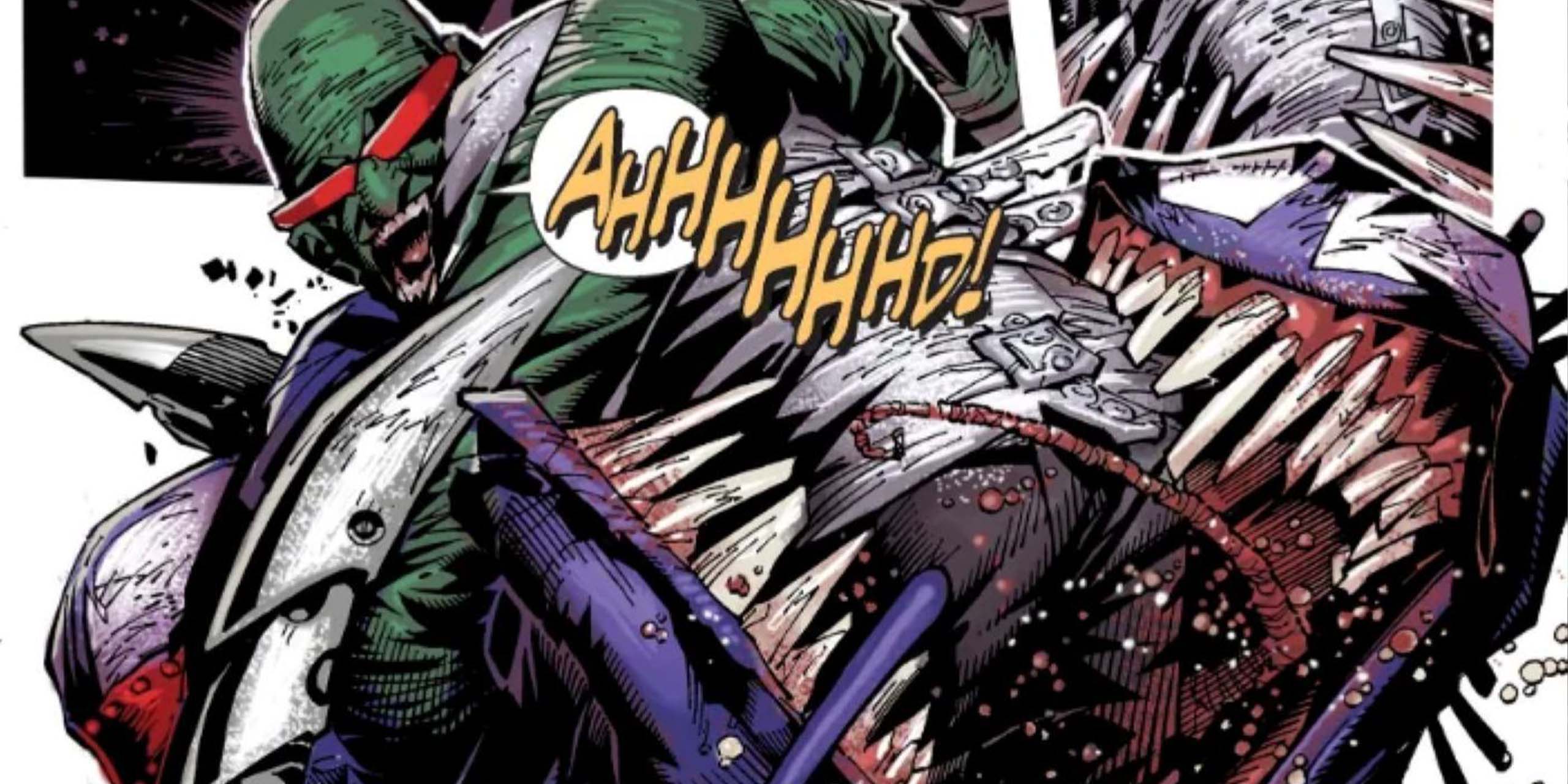 Dementoid se faisant mordre les fesses par Gargan dans Dark Reign: The Sinister Spider-Man #3.