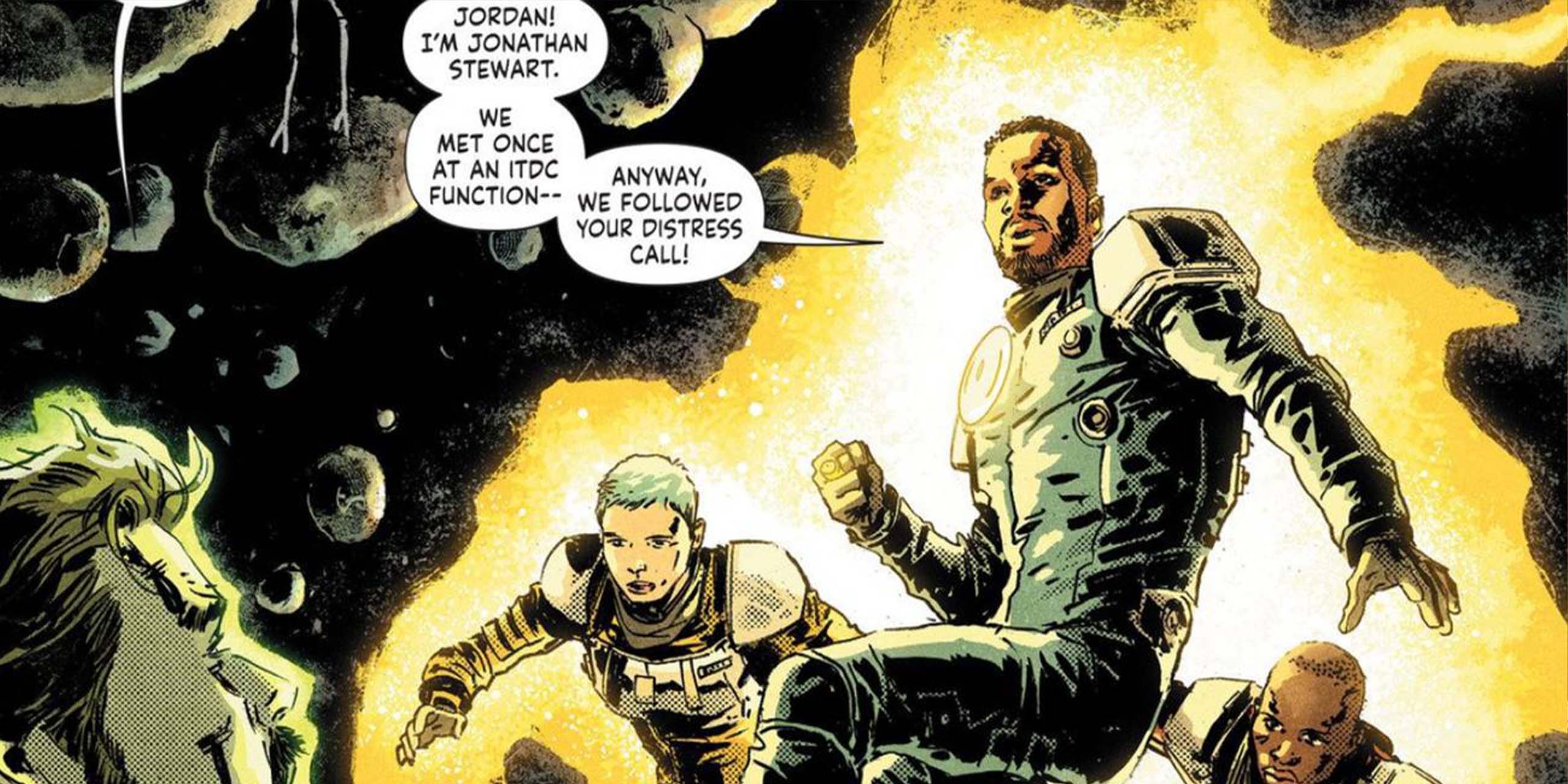 John Stewart est un Yellow Lantern dans Green Lantern : Terre Un.