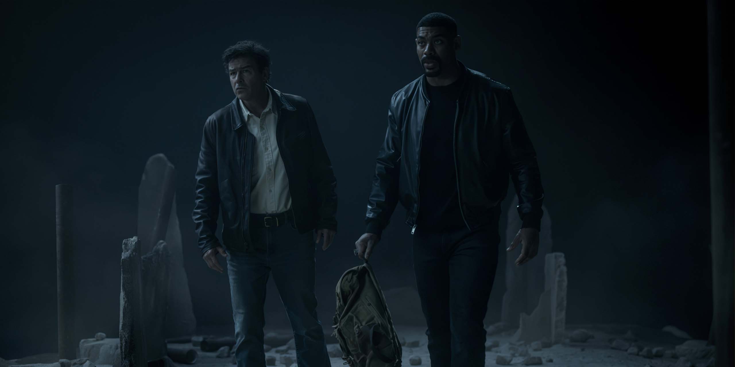 La halogramme d'Hal Jordan (Kyle Chandler) et John Stewart) dans Lanterns.