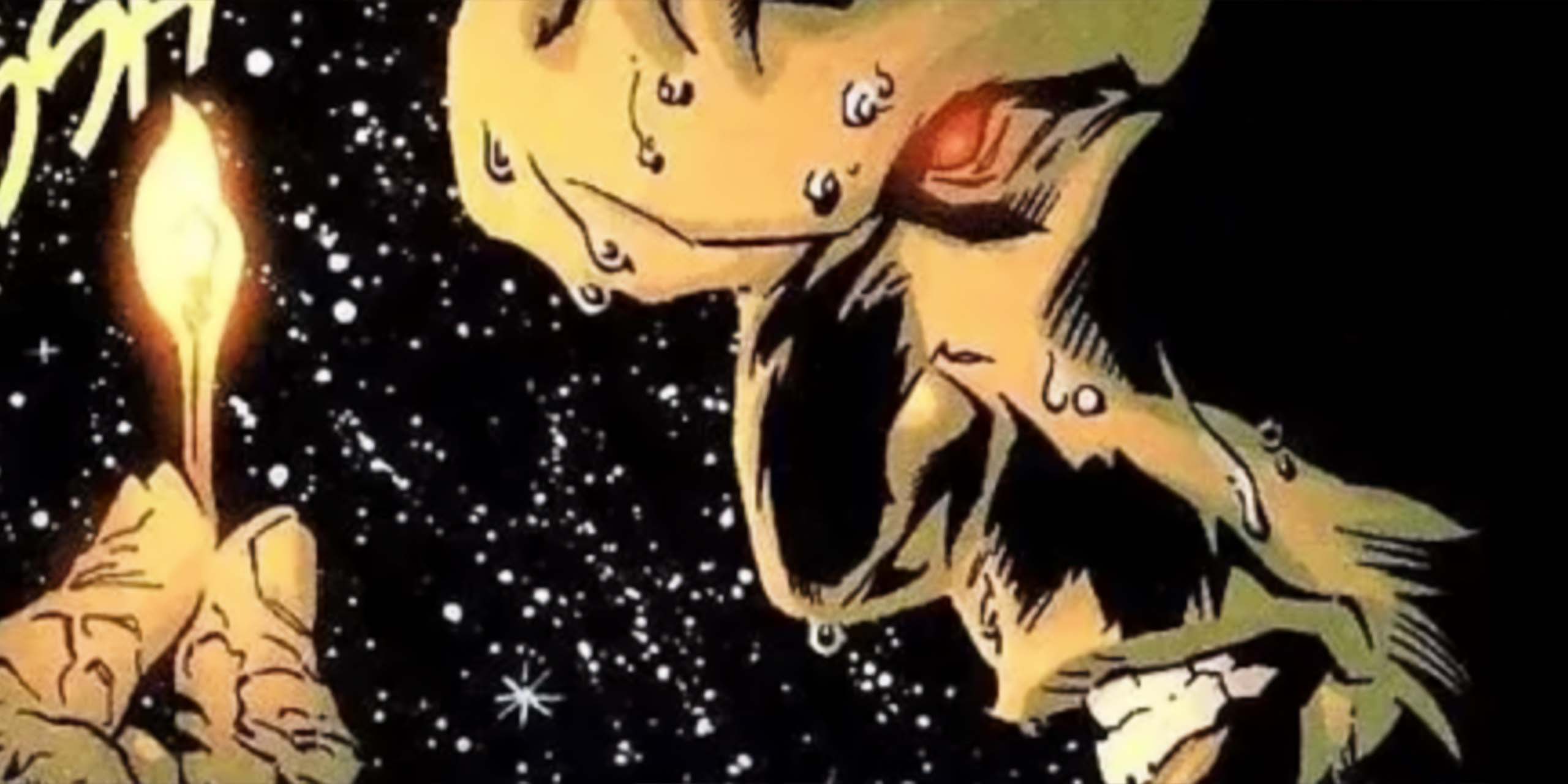 Le Limier Martien (Martian Manhunter) face à une allumette et sa phobie du feu, dans les comics DC.