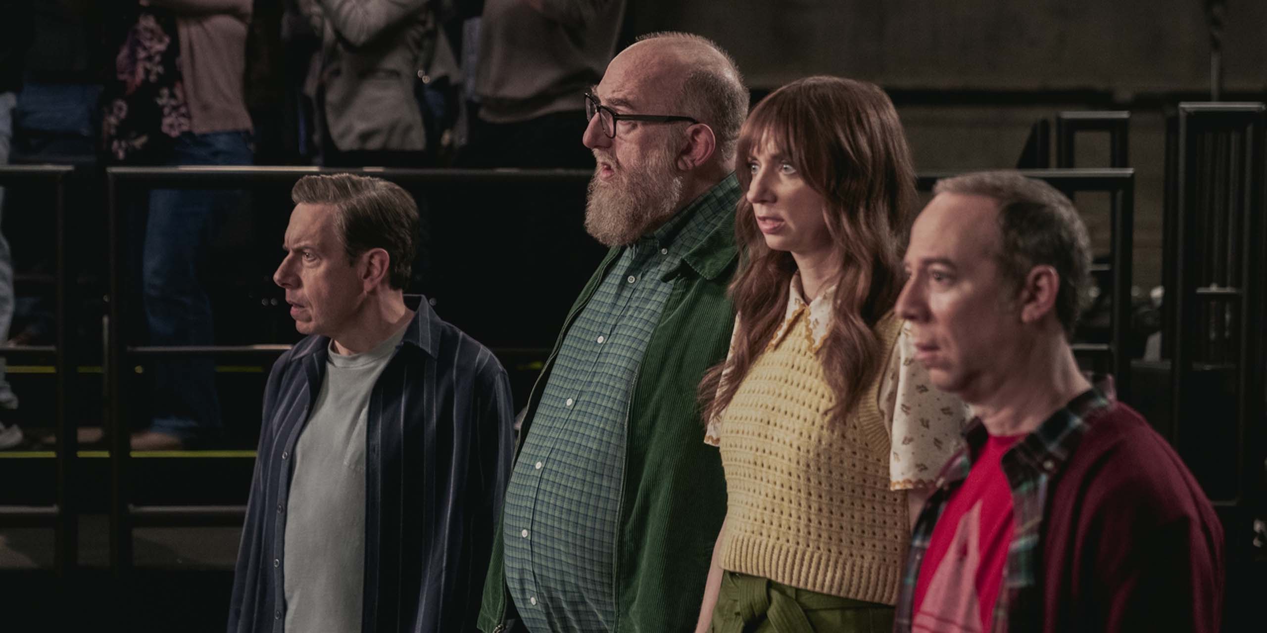 Barry, Denise, Stuart et Bert dans le final de la saison 1 de Stuart fails to save the universe.
