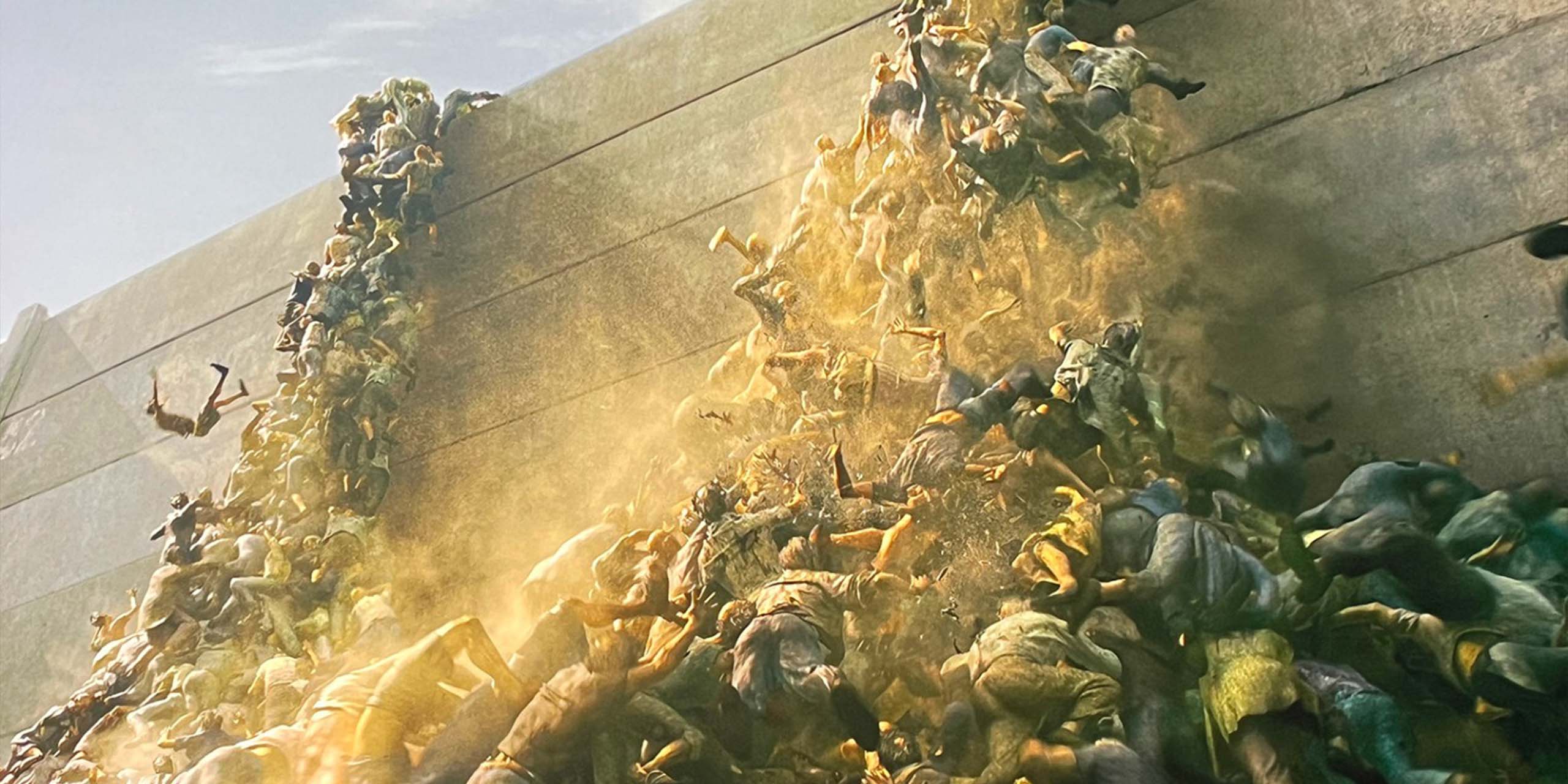 Une armée de zombies prennent d'assaut le mur de Jérusalem dans World War Z.
