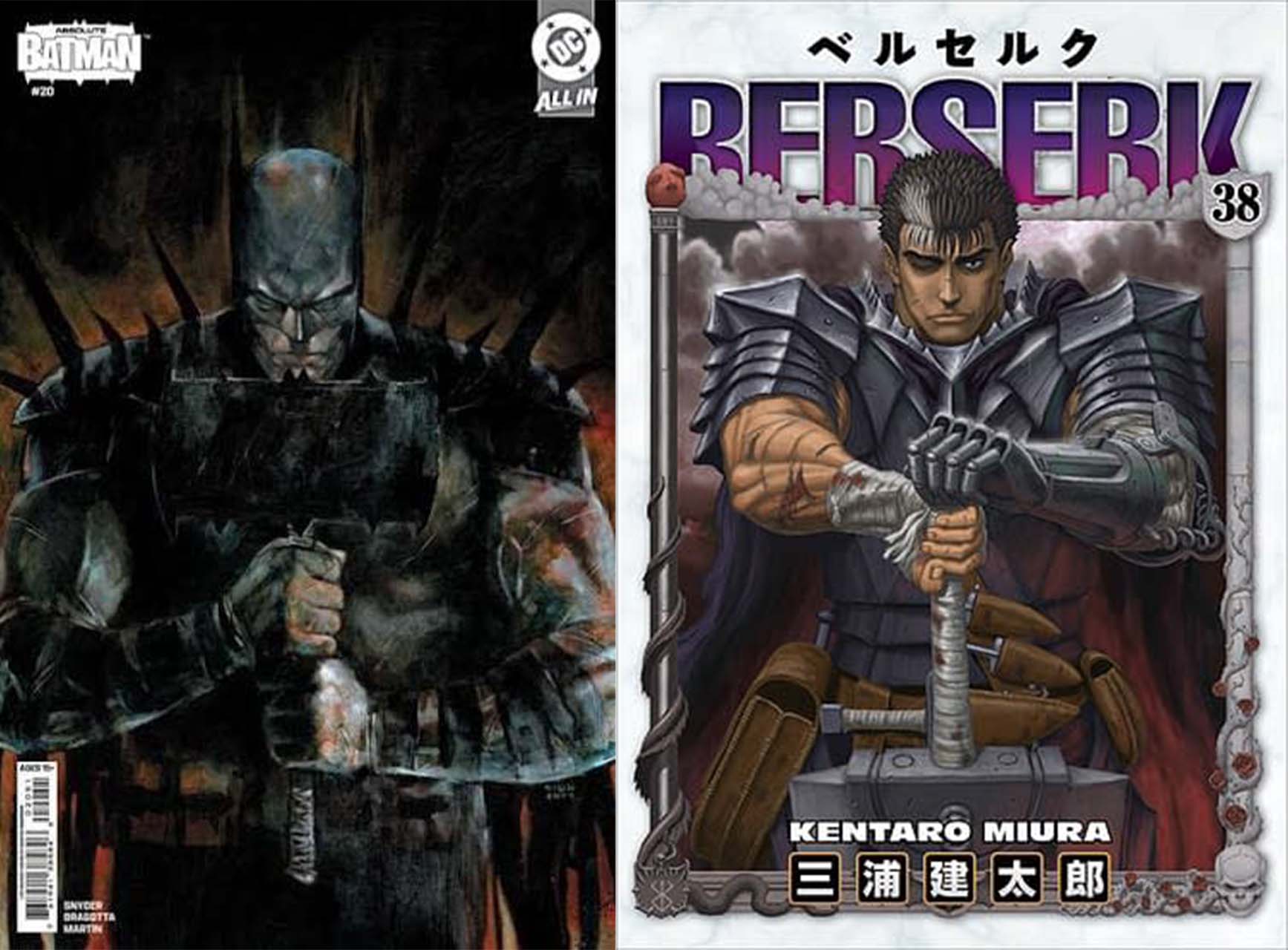 Couverture d'Absolute Batman rendant hommage à Berserk.
