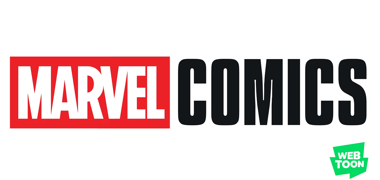 Logo de l'application mobile Marvel Comics powered by WEBTOON.