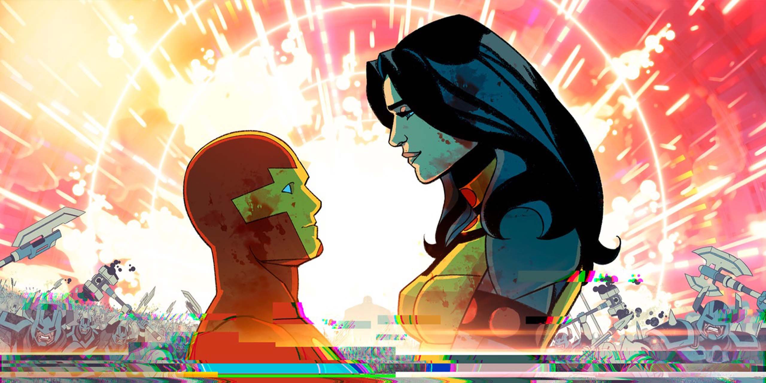 Scott Free (Josh Hutcherso) et Big Barda (Mackenzie Davis) dans Mister Miracle.