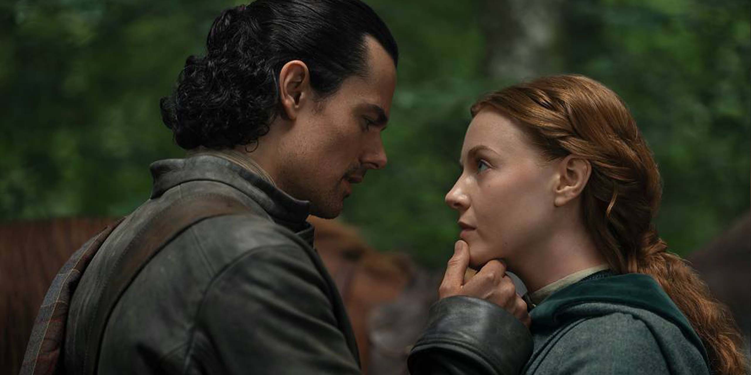 Jamie Roy (Brian Fraser) et Harriet Slater (Ellen MacKenzie) dans la saison 2 d'Outlander: Blood of my Blood.