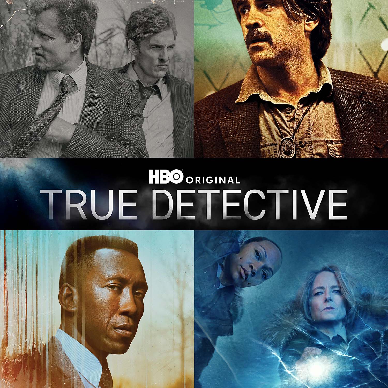 Visuels des quatre premières saisons de la série True Detective.